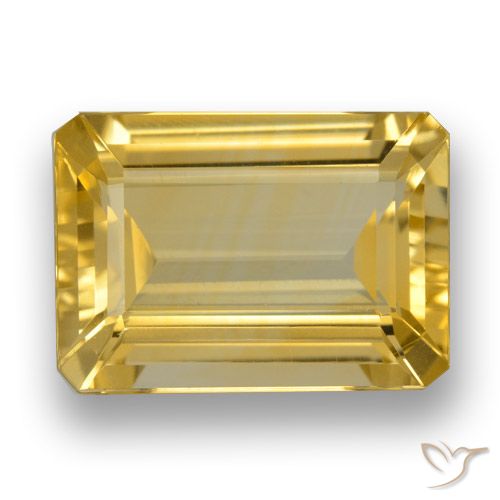 6.21ct Natural Medium Golden Citrine, Emerald Cut, VVS