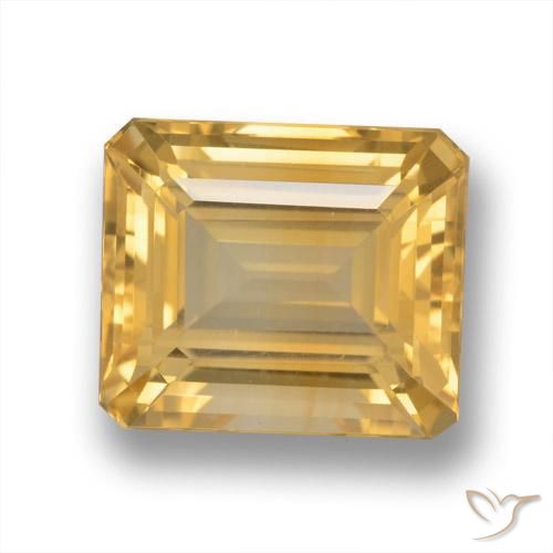5.65ct Natural Medium Gold Citrine, Emerald Cut, VVS-VS