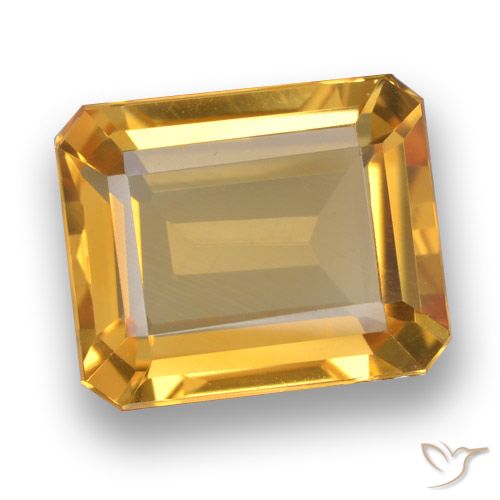 5.18ct Natural Medium-Light Orange-Gold Citrine, Emerald Cut, VVS-VS