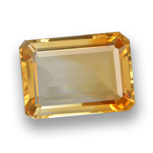 Deep Orange-Gold Citrin Edelstein - 6.9ct Octagon Stufenschliff (ID: 460831)