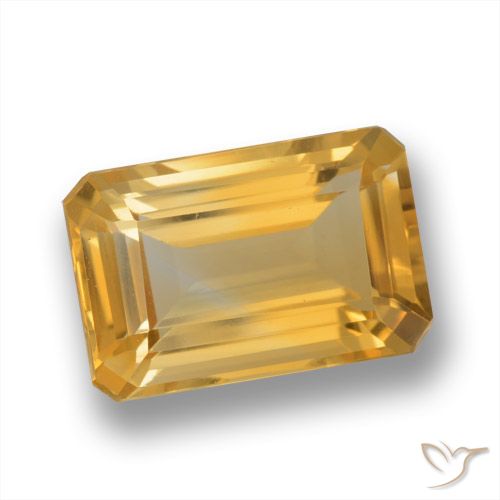 3.80ct Natural Orange-Gold Citrine, Emerald Cut, VVS
