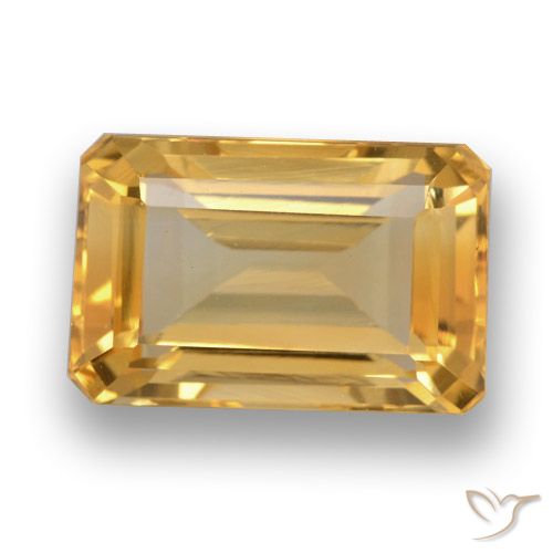 4.65ct Natural Medium-Light Orange-Gold Citrine, Emerald Cut, VVS-VS