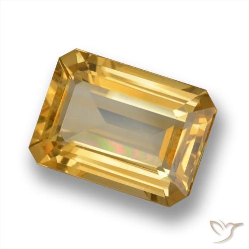 6.42 ct Golden Citrine Stone, Natural Citrine in Octagon Step Cut Shape for Sale