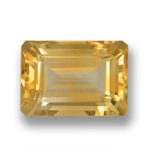 Medium Gold Citrin Edelstein - 7.6ct Octagon Stufenschliff (ID: 460992)