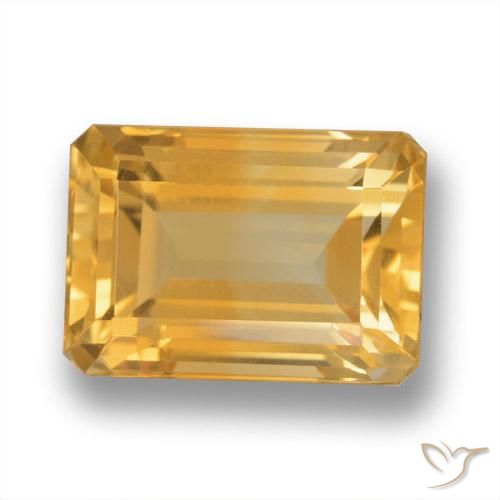 8.79ct Natural Medium-Light Orange-Gold Citrine, Emerald Cut, VVS-VS
