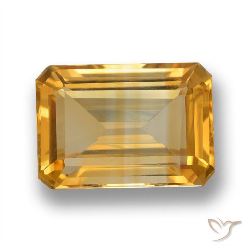 6.37ct Natural Medium-Light Orange-Gold Citrine, Emerald Cut, VVS-VS