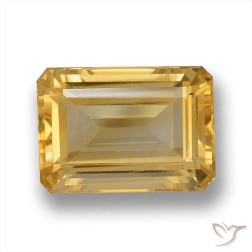7.86ct Natural Medium Gold Citrine, Emerald Cut, VVS-VS