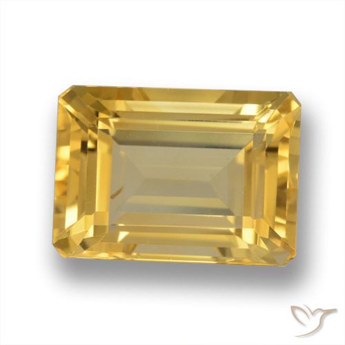 7.63ct Natural Gold Citrine, Emerald Cut, VVS-VS