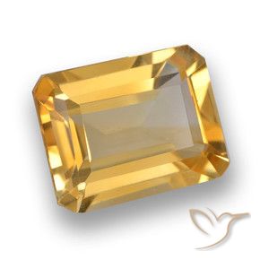 3.76 ct Golden Citrine Stone, Natural Citrine in Octagon Step Cut Shape for Sale