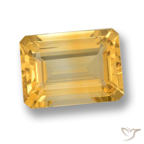 7.40ct Natural Medium Gold Citrine, Emerald Cut, VVS-VS