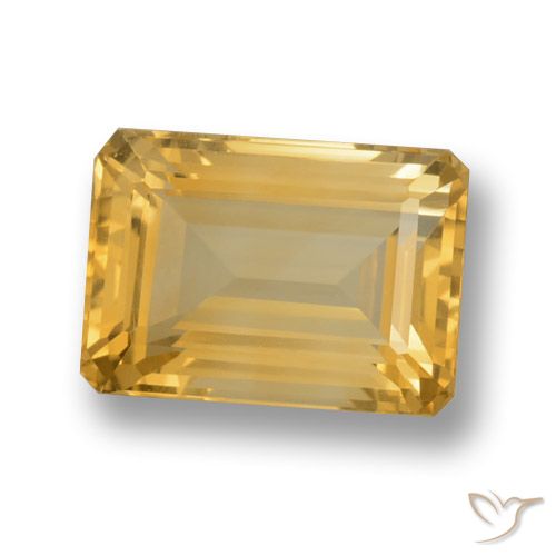 7.80ct Natural Medium Gold Citrine, Emerald Cut, VVS-VS