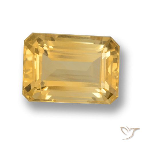 7.25ct Natural Medium Gold Citrine, Emerald Cut, VVS-VS