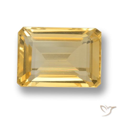 7.98ct Natural Medium-Dark Golden Citrine, Emerald Cut, VVS-VS