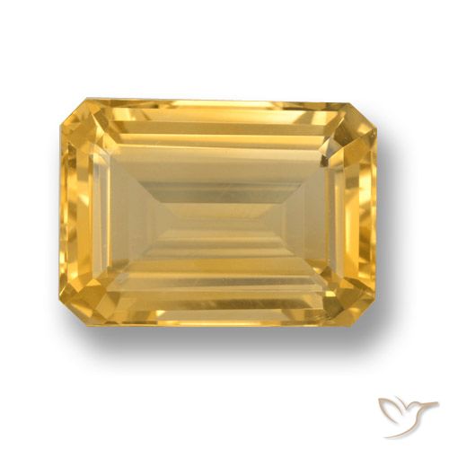 7.52ct Natural Medium Gold Citrine, Emerald Cut, VVS