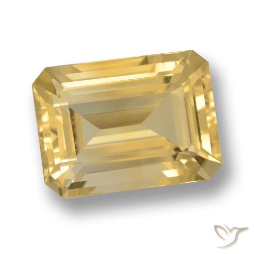 Medium Gold Citrin Edelstein - 7.6ct Octagon Stufenschliff (ID: 461131)