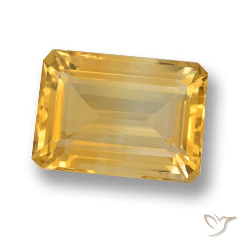 7.06ct Natural Deep Golden Orange Citrine, Emerald Cut, VVS