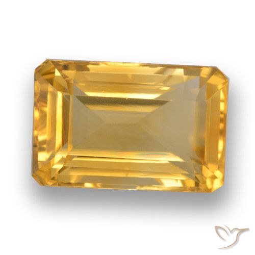 4.29ct Natural Golden Orange Citrine, Emerald Cut, VVS-VS