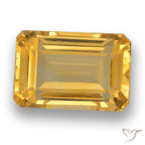 5.51ct Natural Medium Golden Citrine, Emerald Cut, VVS