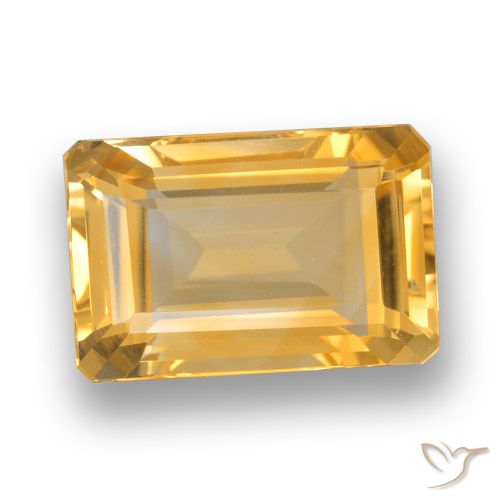 4.50ct Natural Deep Golden Orange Citrine, Emerald Cut, VVS