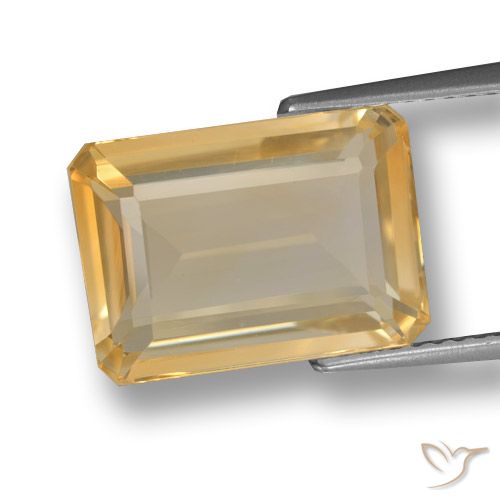 6.89ct Natural Gold Citrine, Emerald Cut, VVS-VS