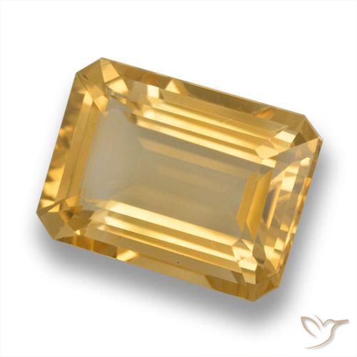 6.84 ct Golden Citrine Stone, Natural Citrine in Octagon Step Cut Shape for Sale