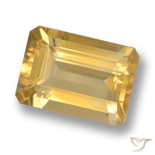 6.24ct Natural Medium Gold Citrine, Emerald Cut, VVS-VS