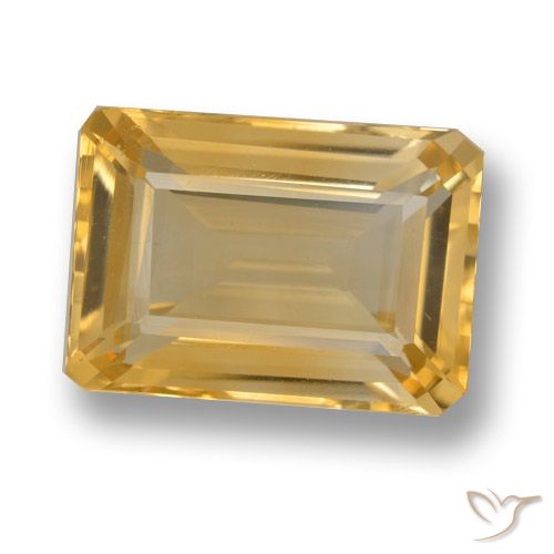 6.91ct Natural Golden Orange Citrine, Emerald Cut, VVS