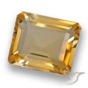 3.46 ct Golden Citrine Stone, Natural Citrine in Octagon Step Cut Shape for Sale
