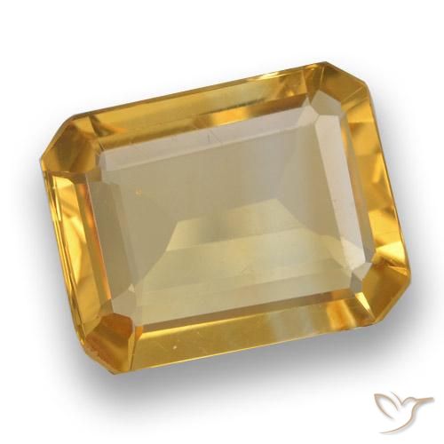 2.96ct Natural Deep Golden Orange Citrine, Emerald Cut, VVS-VS