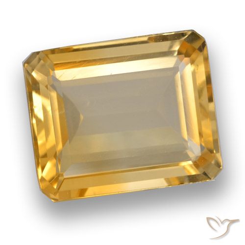 3.64 ct Golden Citrine Gemstone, Citrine Gem in Octagon Step Cut Shape for Sale.