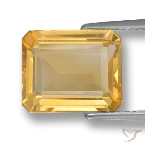 4.96 ct Golden Citrine Gemstone, Citrine Gem in Octagon Step Cut Shape for Sale.