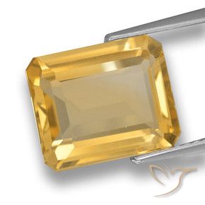 4.96 ct Golden Citrine Stone, Natural Citrine in Octagon Step Cut Shape for Sale