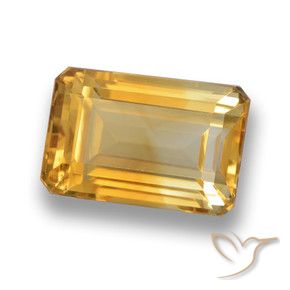 5.53 ct Golden Citrine Stone, Natural Citrine in Octagon Step Cut Shape for Sale