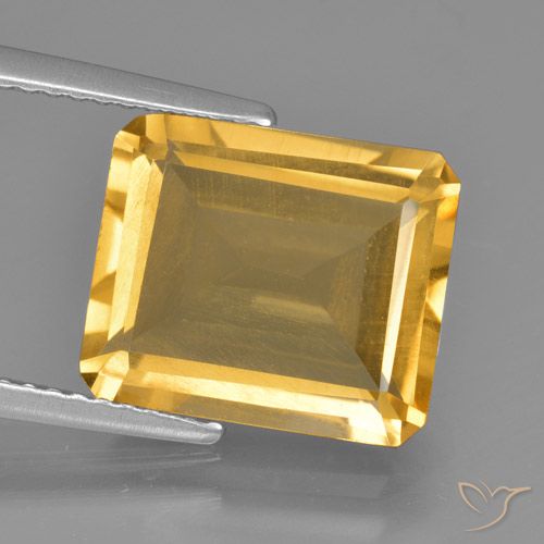 5.28ct Natural Golden Orange Citrine, Emerald Cut, VS