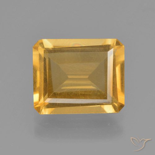 3.92ct Natural Deep Golden Orange Citrine, Emerald Cut, VS
