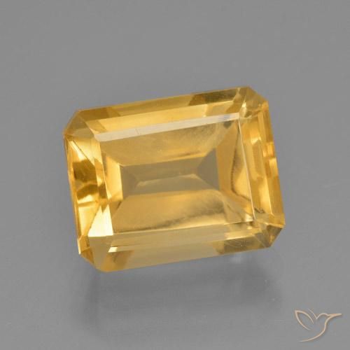 4.58ct Natural Medium Gold Citrine, Emerald Cut, VS
