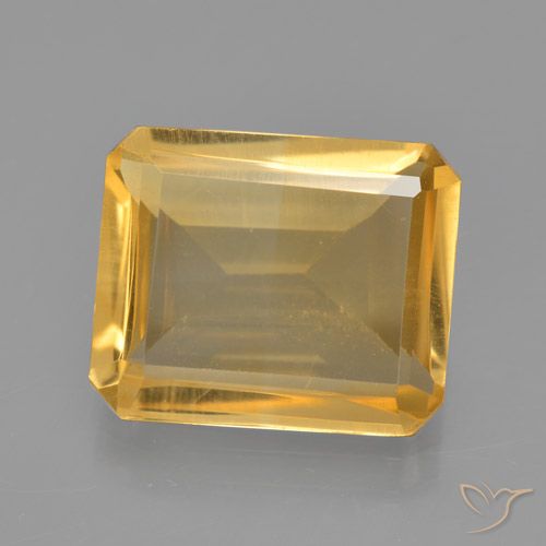 4.75ct Natural Deep Golden Orange Citrine, Emerald Cut, VS