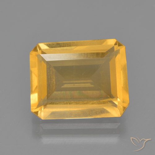 3.51ct Natural Deep Golden Orange Citrine, Emerald Cut, VS