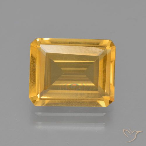 3.59ct Natural Deep Golden Orange Citrine, Emerald Cut, VS