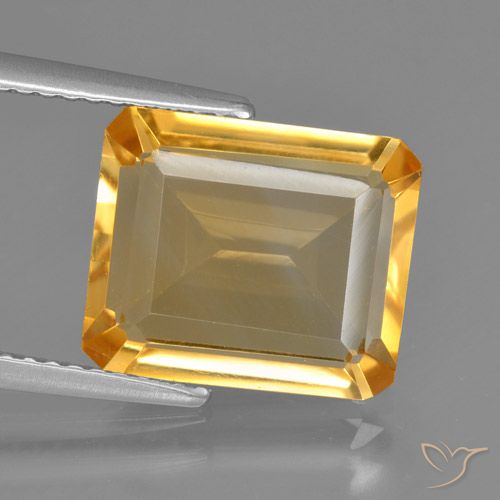 4.56ct Natural Orange-Gold Citrine, Emerald Cut, VVS-VS