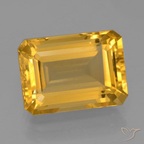 7.44ct Natural Dark Golden Citrine, Emerald Cut, VVS-VS