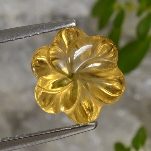 Dorado intenso Citrina Gema - 3ct Flor tallada (ID: 470955)