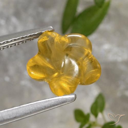 1.45 ct Golden Citrine Stone, Natural Citrine in Carved Flower Shape for Sale