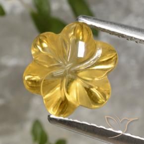 2.35 ct Golden Citrine Stone, Natural Citrine in Carved Flower Shape for Sale