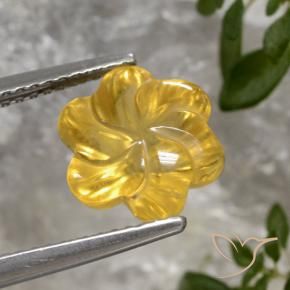 3.23 ct Golden Citrine Stone, Natural Citrine in Carved Flower Shape for Sale