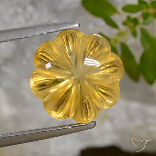 Naranja dorado Citrina Gema - 4.7ct Flor tallada (ID: 470993)