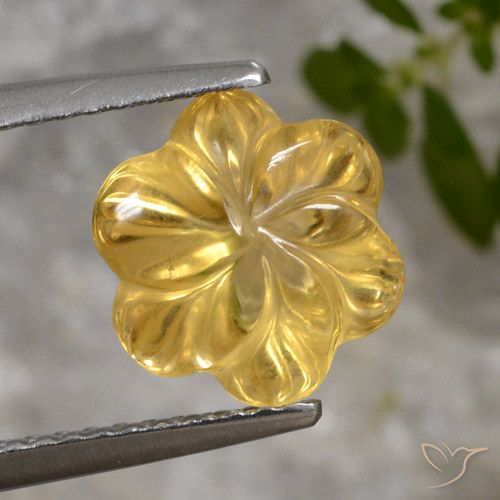 2.44ct Natural Medium Golden Citrine, Flower Cut, Transparent