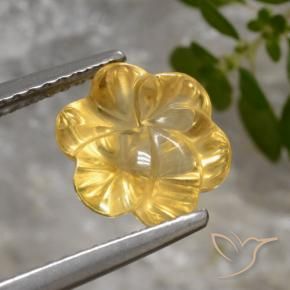 2.44 ct Golden Citrine Stone, Natural Citrine in Carved Flower Shape for Sale