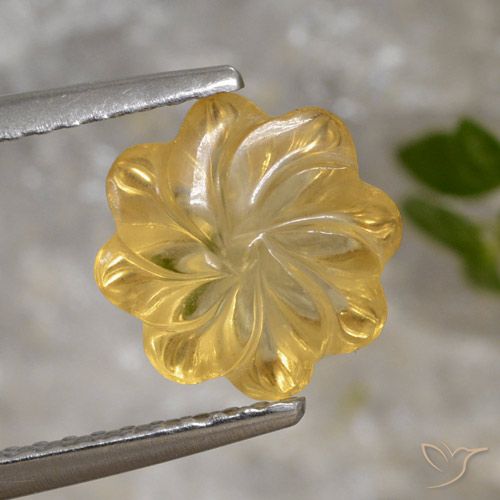 2.00ct Natural Medium Gold Citrine, Flower Cut, Transparent