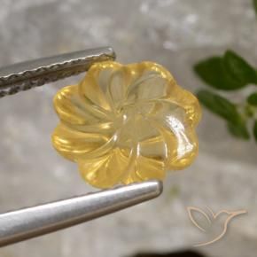 2.00 ct Golden Citrine Stone, Natural Citrine in Carved Flower Shape for Sale